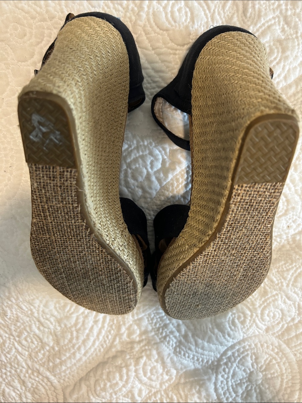 Toms Black Cork Wedge Ankle-Strap Sandals - Picture 9 of 9
